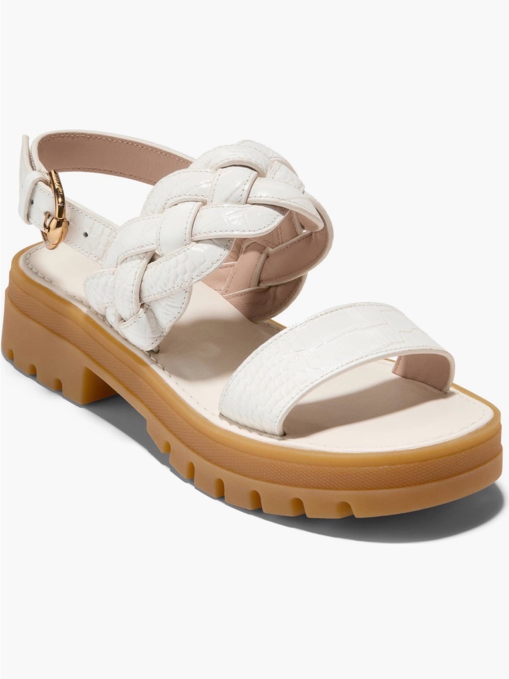 🍒 Cole Haan Cressida Lug White Braided Strap Platform Sandal 8.5 like 🆕